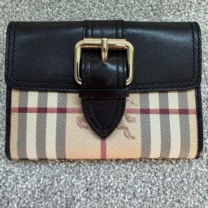 Burberry Haymarket Check Leather Compact Wallet